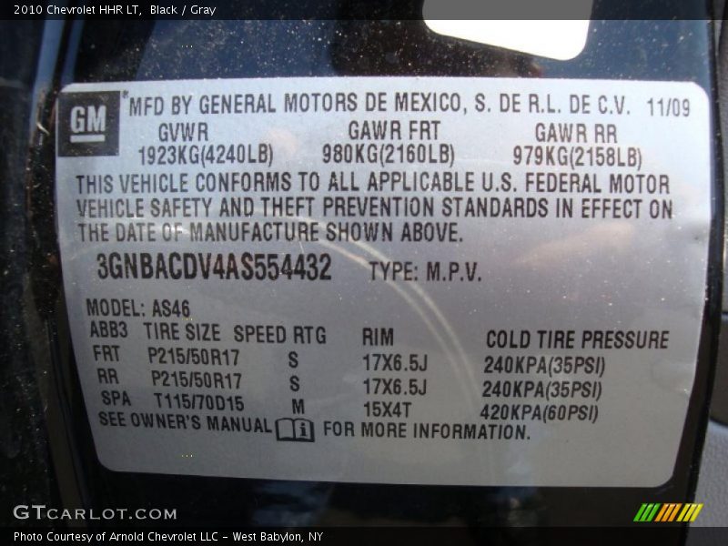 Black / Gray 2010 Chevrolet HHR LT