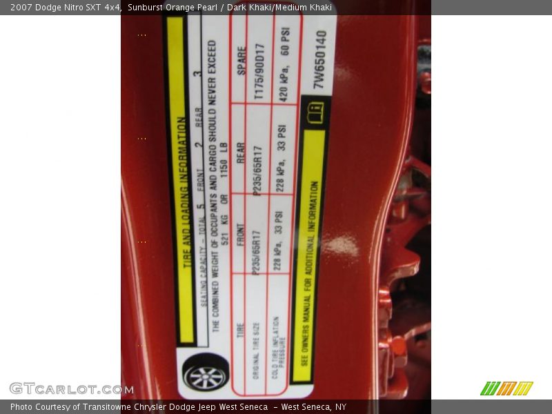 Sunburst Orange Pearl / Dark Khaki/Medium Khaki 2007 Dodge Nitro SXT 4x4