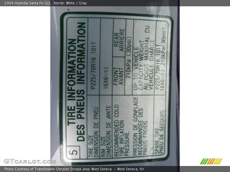 Nordic White / Gray 2004 Hyundai Santa Fe GLS