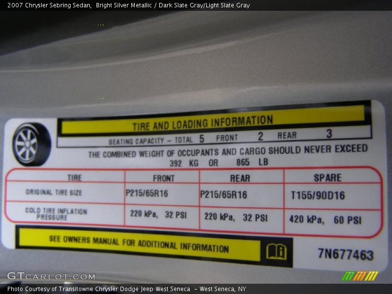 Bright Silver Metallic / Dark Slate Gray/Light Slate Gray 2007 Chrysler Sebring Sedan