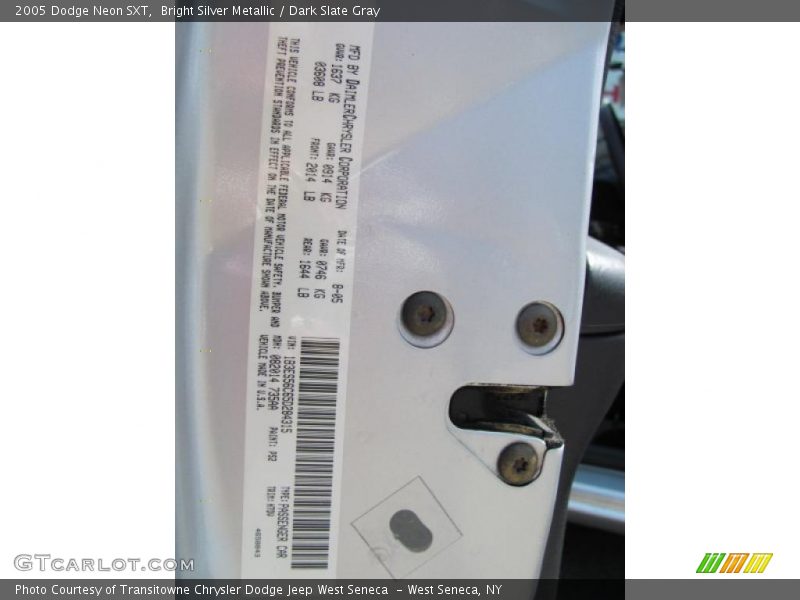 Bright Silver Metallic / Dark Slate Gray 2005 Dodge Neon SXT