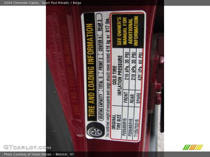 Sport Red Metallic / Beige 2004 Chevrolet Classic