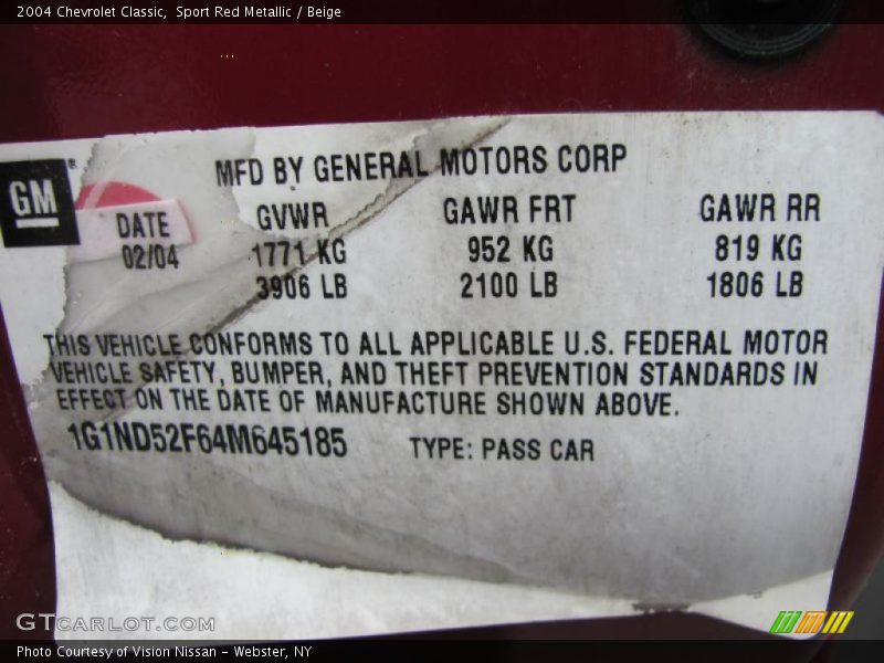 Sport Red Metallic / Beige 2004 Chevrolet Classic