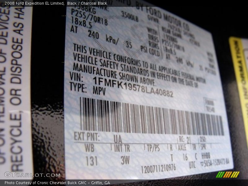 Black / Charcoal Black 2008 Ford Expedition EL Limited