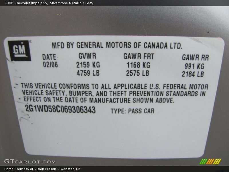 Silverstone Metallic / Gray 2006 Chevrolet Impala SS