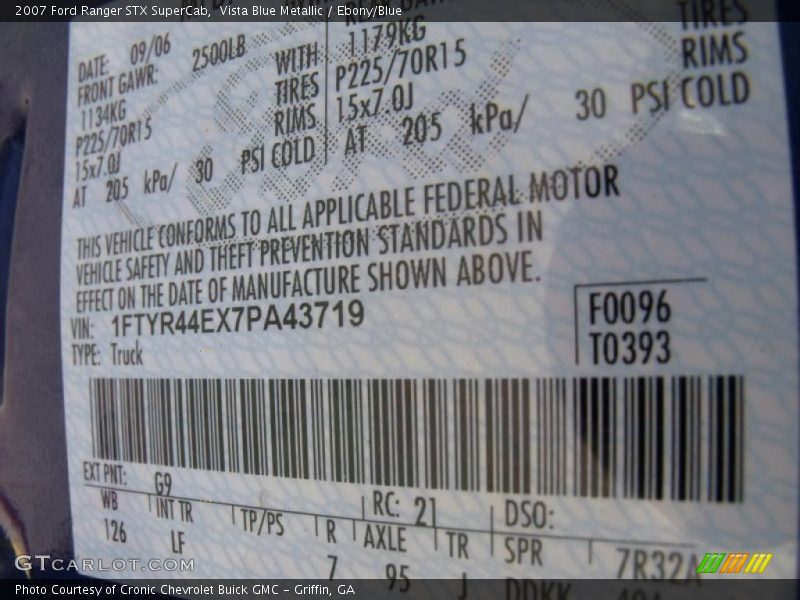 Vista Blue Metallic / Ebony/Blue 2007 Ford Ranger STX SuperCab