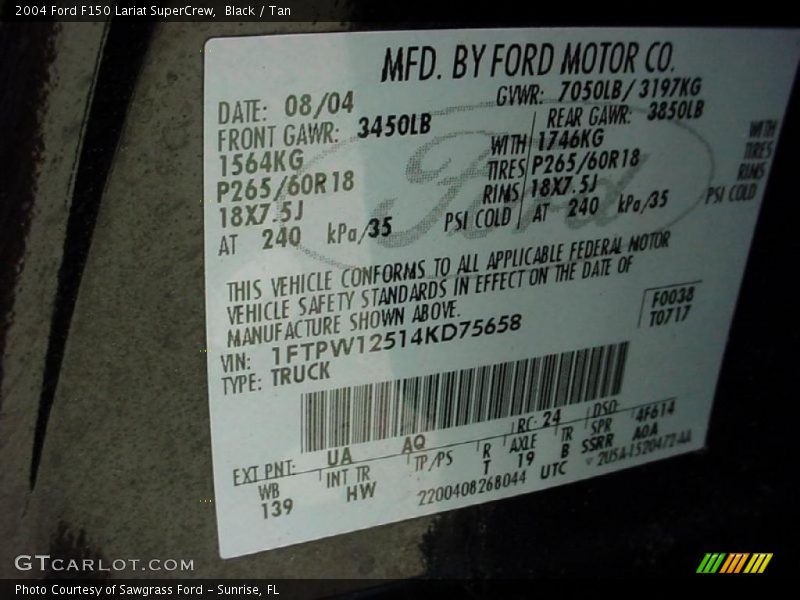 Black / Tan 2004 Ford F150 Lariat SuperCrew