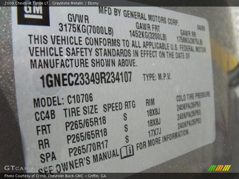 Graystone Metallic / Ebony 2009 Chevrolet Tahoe LT