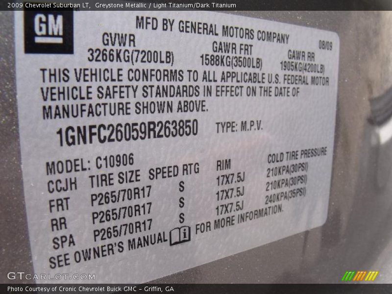 Greystone Metallic / Light Titanium/Dark Titanium 2009 Chevrolet Suburban LT
