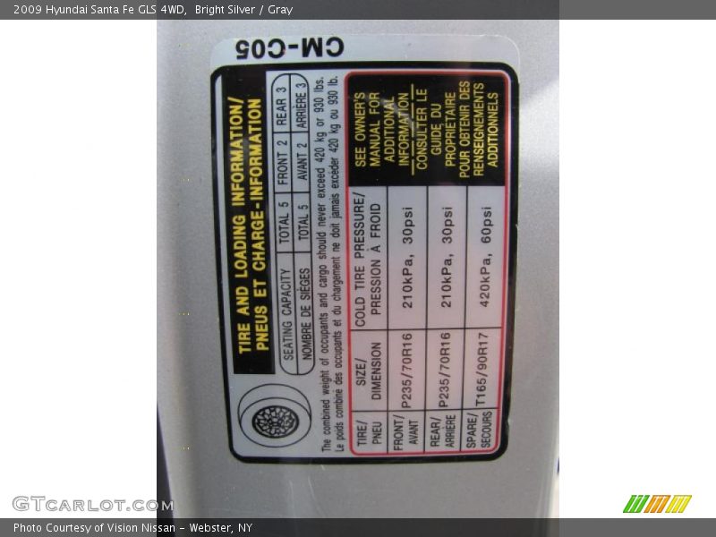 Bright Silver / Gray 2009 Hyundai Santa Fe GLS 4WD