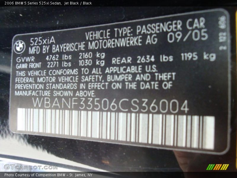Jet Black / Black 2006 BMW 5 Series 525xi Sedan
