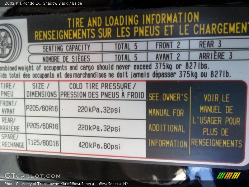 Shadow Black / Beige 2009 Kia Rondo LX