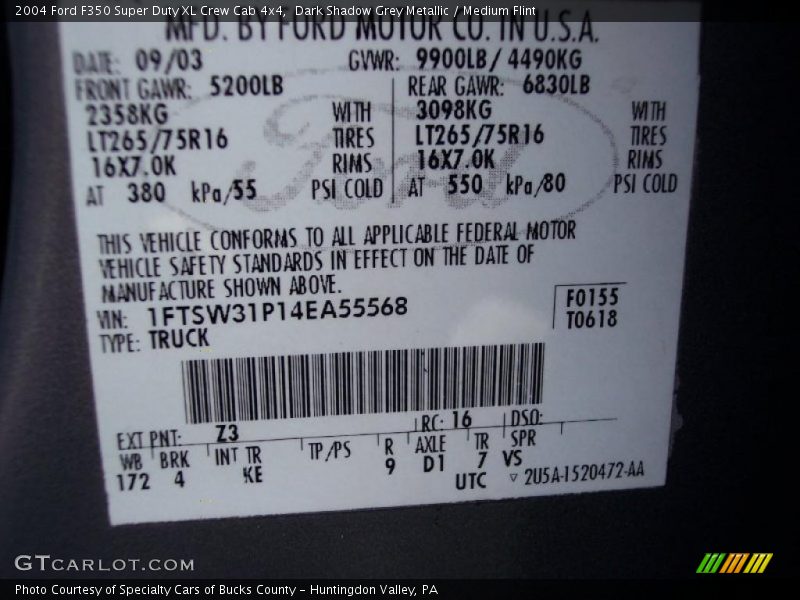 Dark Shadow Grey Metallic / Medium Flint 2004 Ford F350 Super Duty XL Crew Cab 4x4
