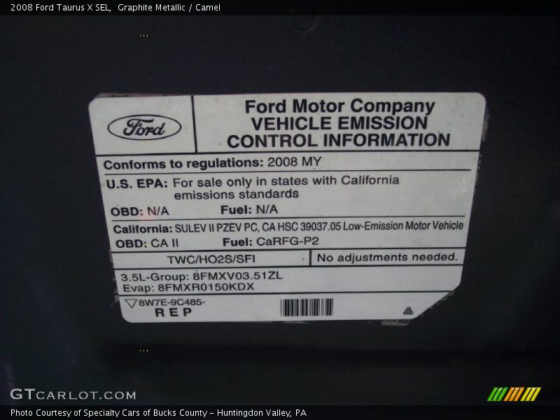 Graphite Metallic / Camel 2008 Ford Taurus X SEL