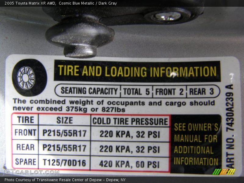 Cosmic Blue Metallic / Dark Gray 2005 Toyota Matrix XR AWD