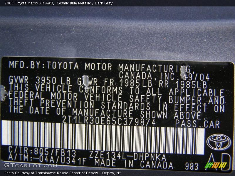 Cosmic Blue Metallic / Dark Gray 2005 Toyota Matrix XR AWD