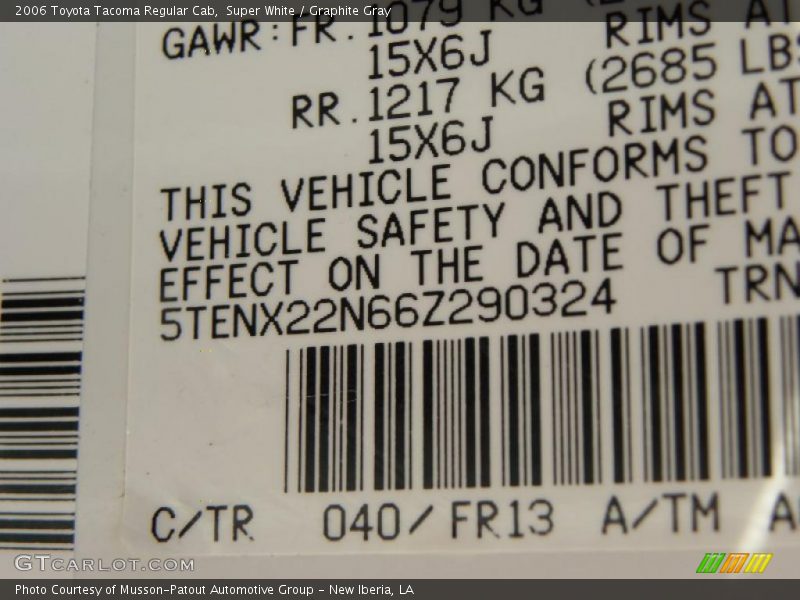 Super White / Graphite Gray 2006 Toyota Tacoma Regular Cab