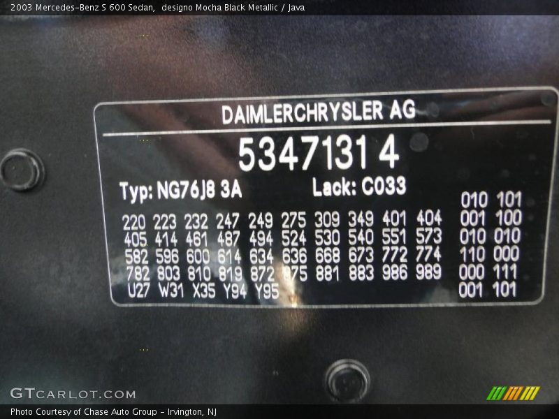 designo Mocha Black Metallic / Java 2003 Mercedes-Benz S 600 Sedan