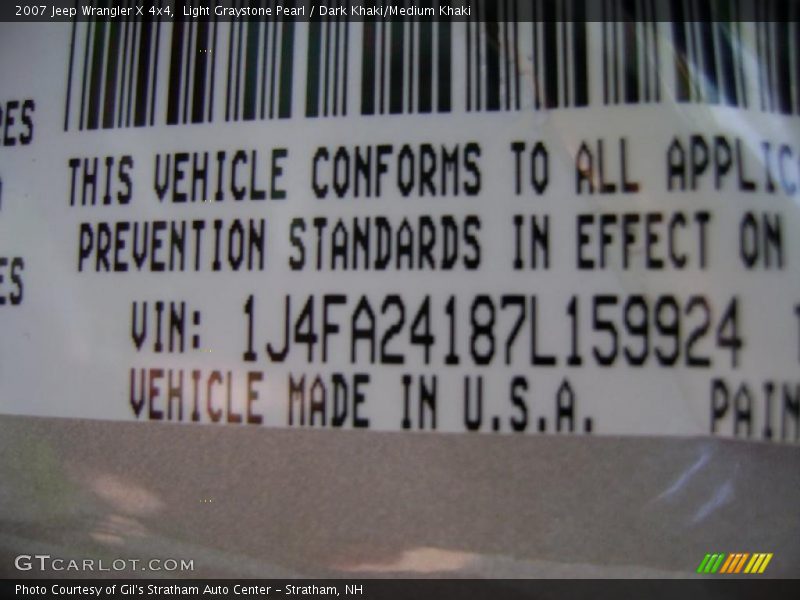 Light Graystone Pearl / Dark Khaki/Medium Khaki 2007 Jeep Wrangler X 4x4