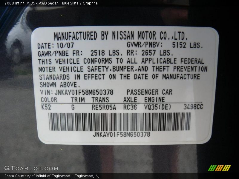 Blue Slate / Graphite 2008 Infiniti M 35x AWD Sedan