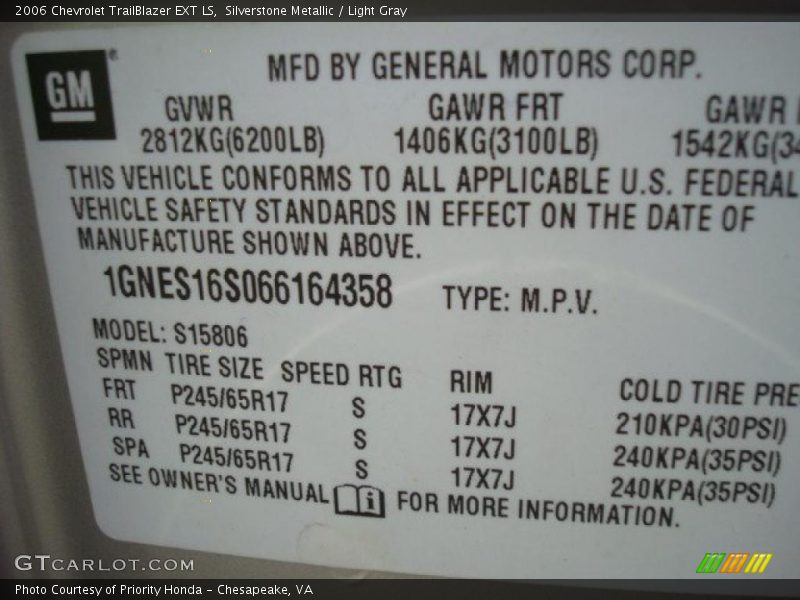 Silverstone Metallic / Light Gray 2006 Chevrolet TrailBlazer EXT LS