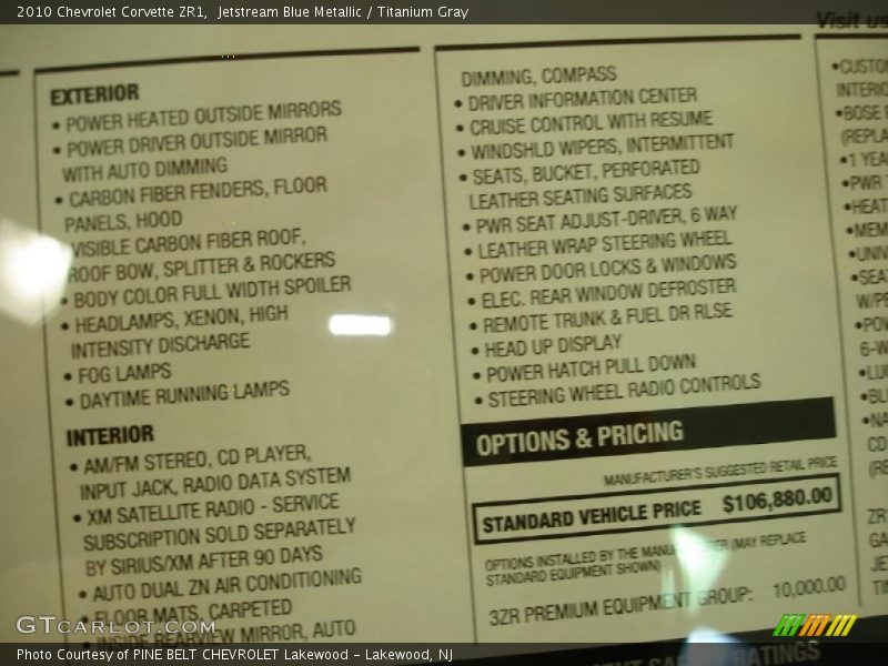 Jetstream Blue Metallic / Titanium Gray 2010 Chevrolet Corvette ZR1