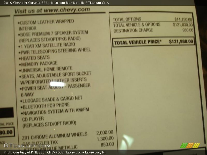 Jetstream Blue Metallic / Titanium Gray 2010 Chevrolet Corvette ZR1