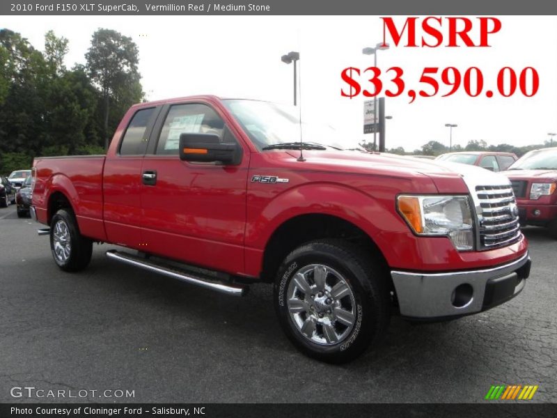 Vermillion Red / Medium Stone 2010 Ford F150 XLT SuperCab
