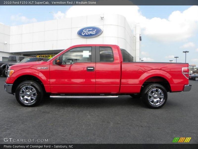Vermillion Red / Medium Stone 2010 Ford F150 XLT SuperCab