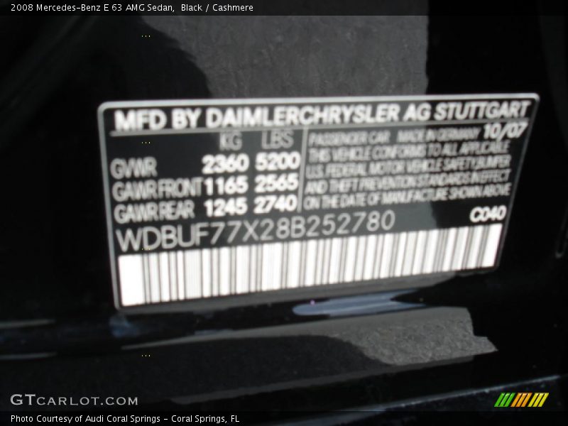 Black / Cashmere 2008 Mercedes-Benz E 63 AMG Sedan