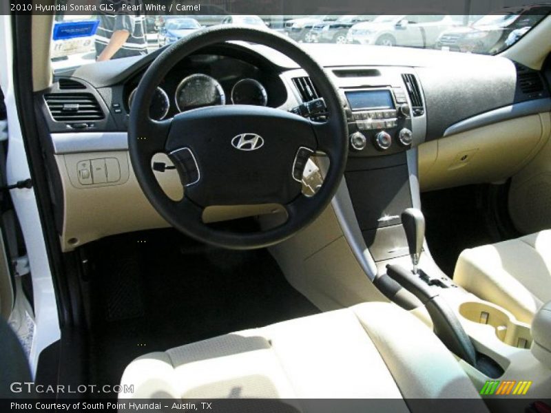 Pearl White / Camel 2010 Hyundai Sonata GLS