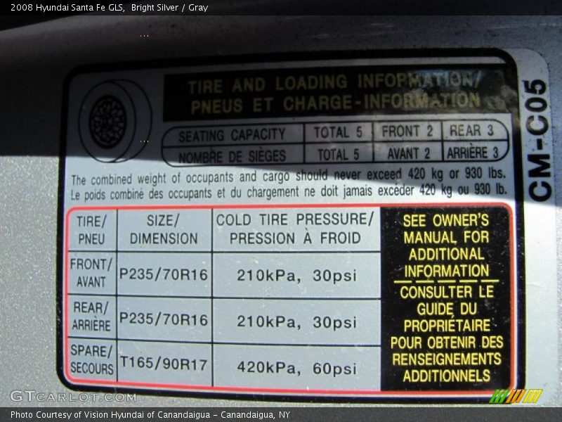 Bright Silver / Gray 2008 Hyundai Santa Fe GLS