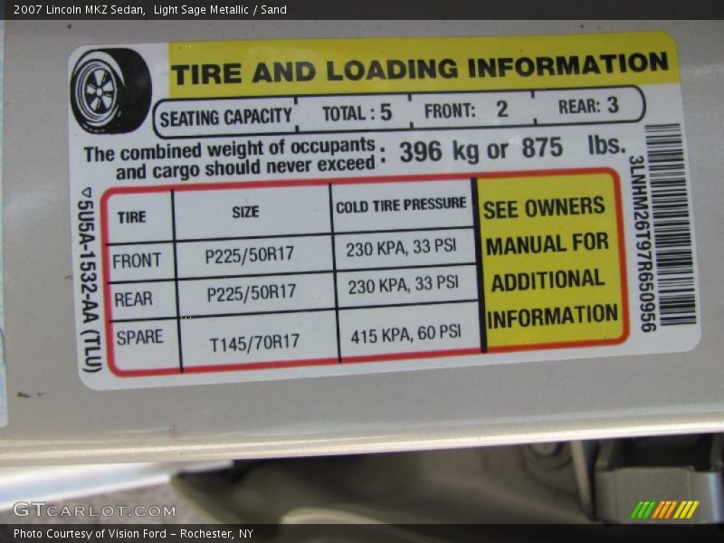 Light Sage Metallic / Sand 2007 Lincoln MKZ Sedan