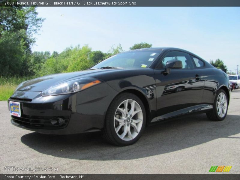 Black Pearl / GT Black Leather/Black Sport Grip 2008 Hyundai Tiburon GT