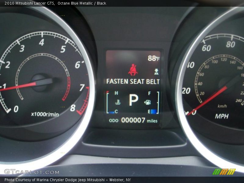 Octane Blue Metallic / Black 2010 Mitsubishi Lancer GTS