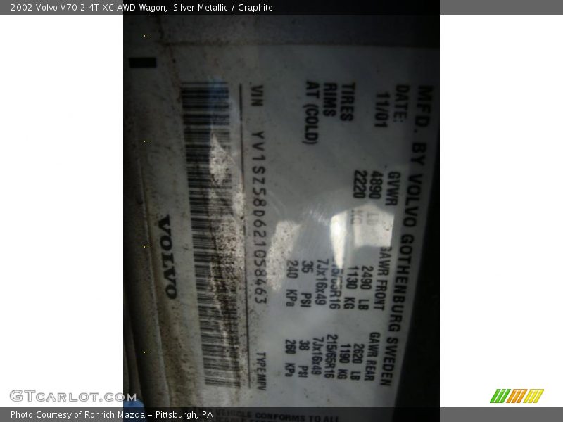 Silver Metallic / Graphite 2002 Volvo V70 2.4T XC AWD Wagon
