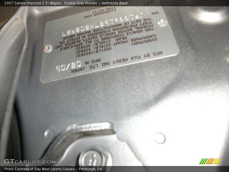 Crystal Gray Metallic / Anthracite Black 2007 Subaru Impreza 2.5i Wagon