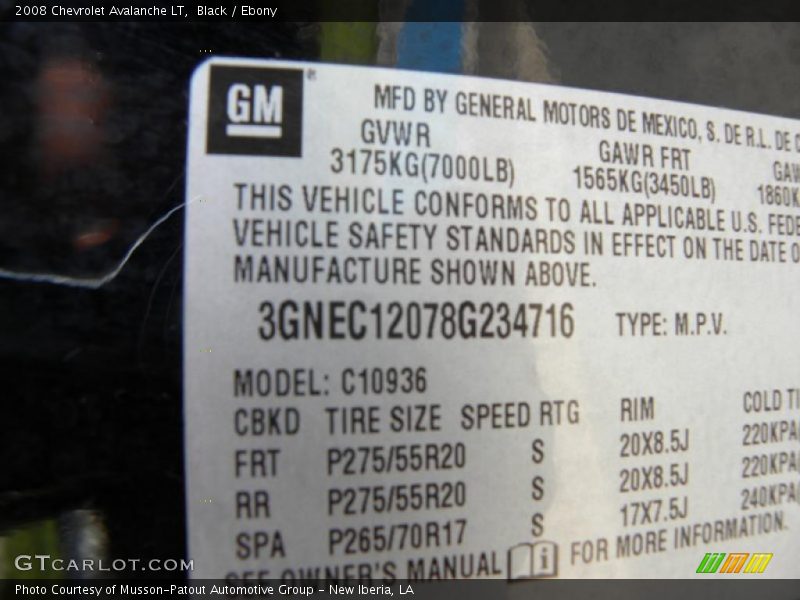 Black / Ebony 2008 Chevrolet Avalanche LT