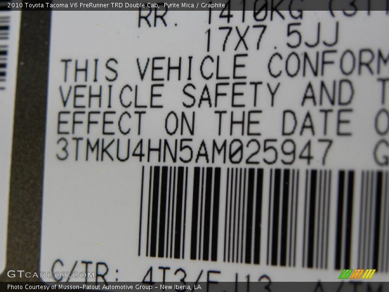 Pyrite Mica / Graphite 2010 Toyota Tacoma V6 PreRunner TRD Double Cab