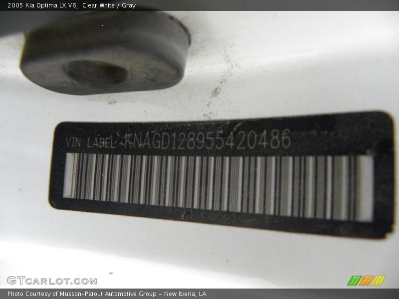 Clear White / Gray 2005 Kia Optima LX V6