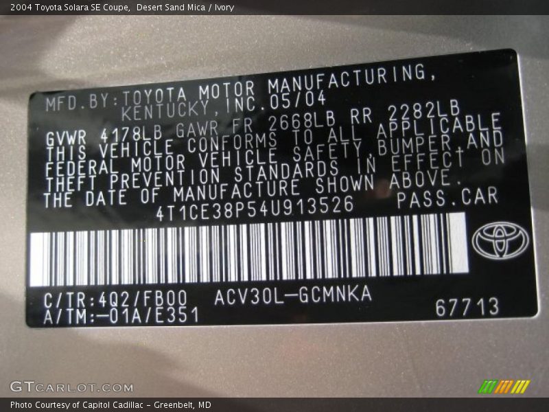 Desert Sand Mica / Ivory 2004 Toyota Solara SE Coupe