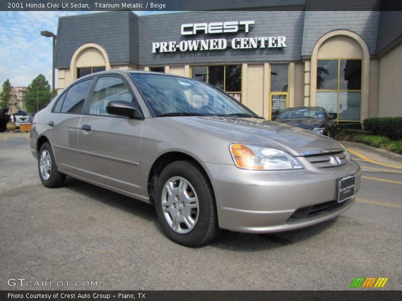 Titanium Metallic / Beige 2001 Honda Civic LX Sedan