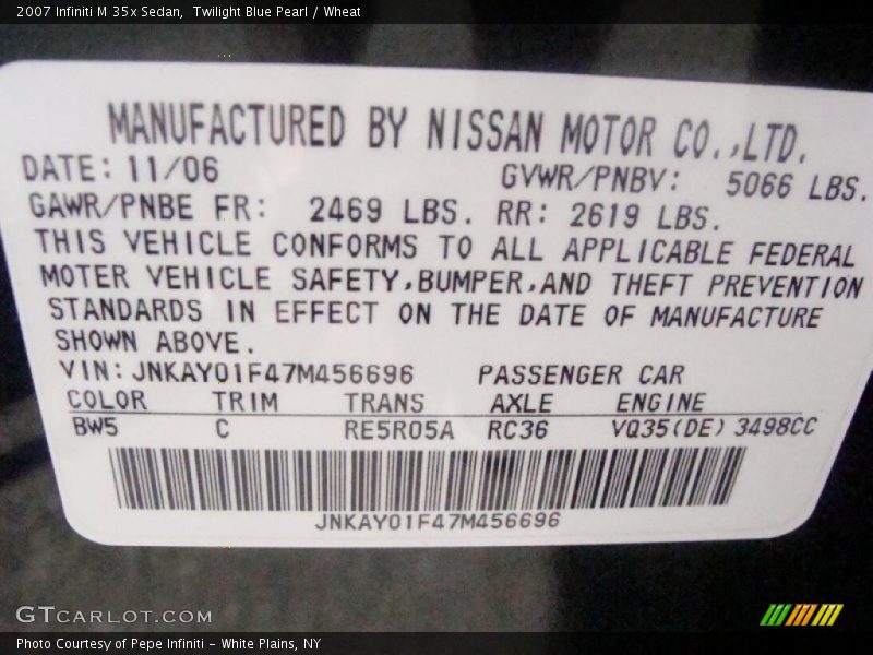 Twilight Blue Pearl / Wheat 2007 Infiniti M 35x Sedan