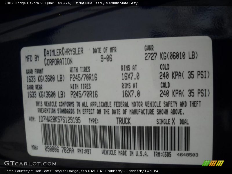 Patriot Blue Pearl / Medium Slate Gray 2007 Dodge Dakota ST Quad Cab 4x4