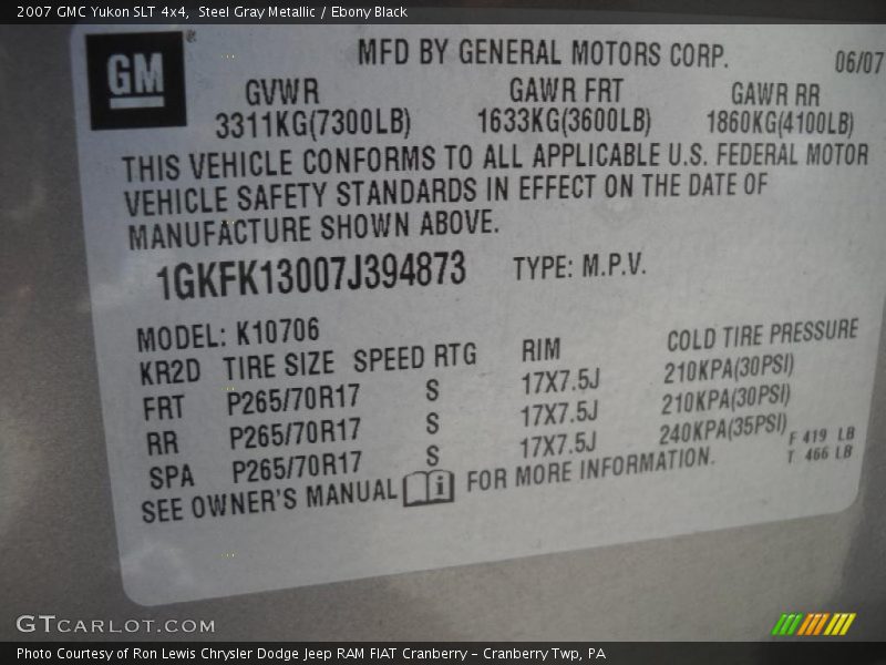 Steel Gray Metallic / Ebony Black 2007 GMC Yukon SLT 4x4