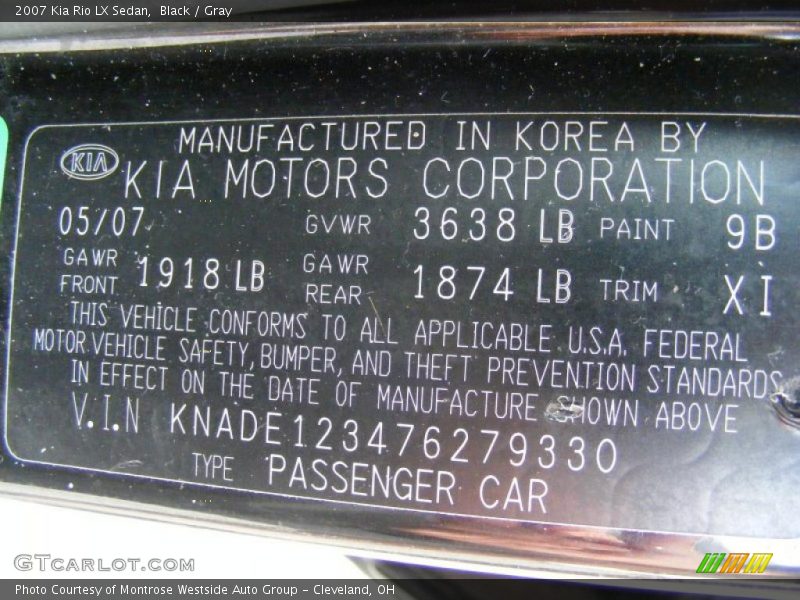 Black / Gray 2007 Kia Rio LX Sedan