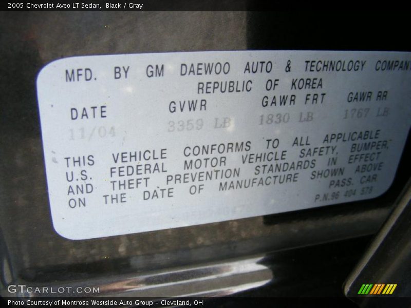 Black / Gray 2005 Chevrolet Aveo LT Sedan