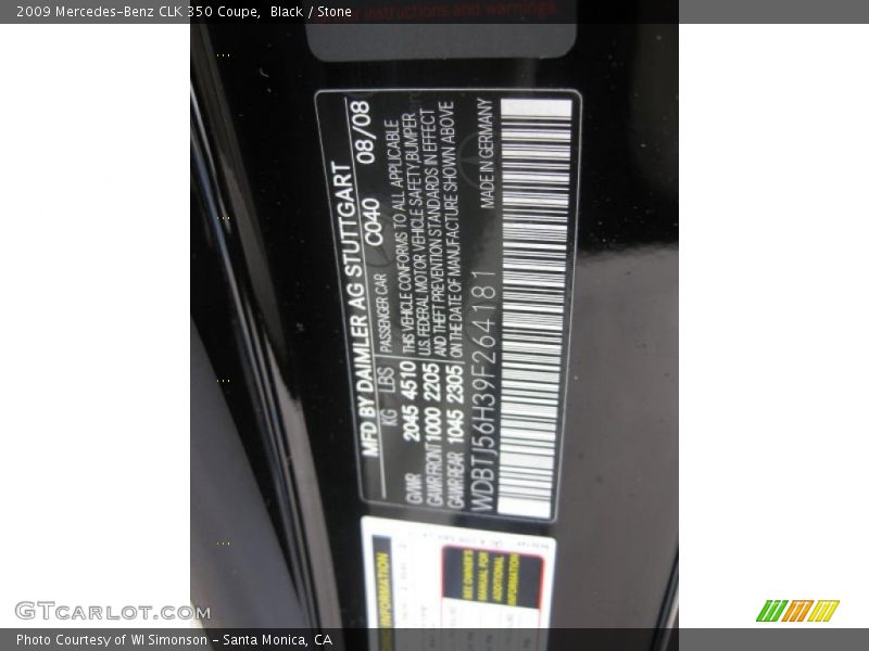 Black / Stone 2009 Mercedes-Benz CLK 350 Coupe