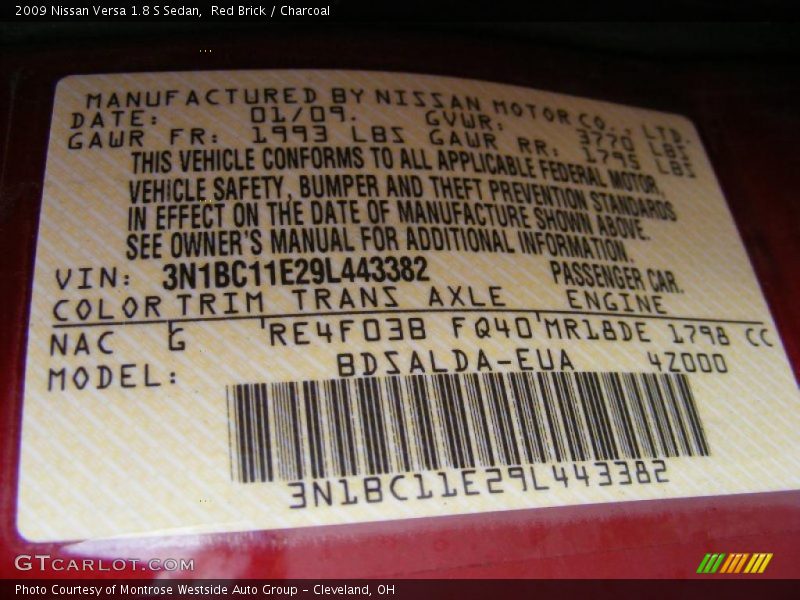 Red Brick / Charcoal 2009 Nissan Versa 1.8 S Sedan