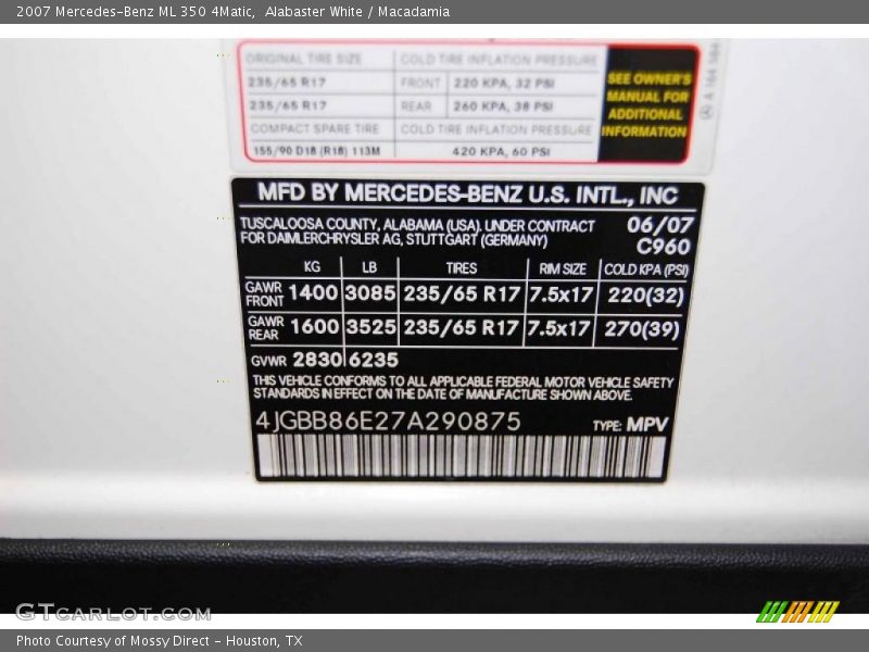 Alabaster White / Macadamia 2007 Mercedes-Benz ML 350 4Matic